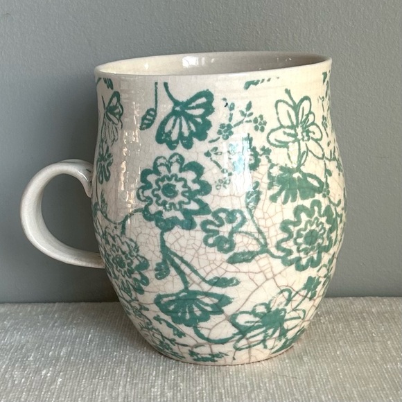 ANTHROPOLOGIE porcelain d floral handmade mug - Picture 2 of 6
